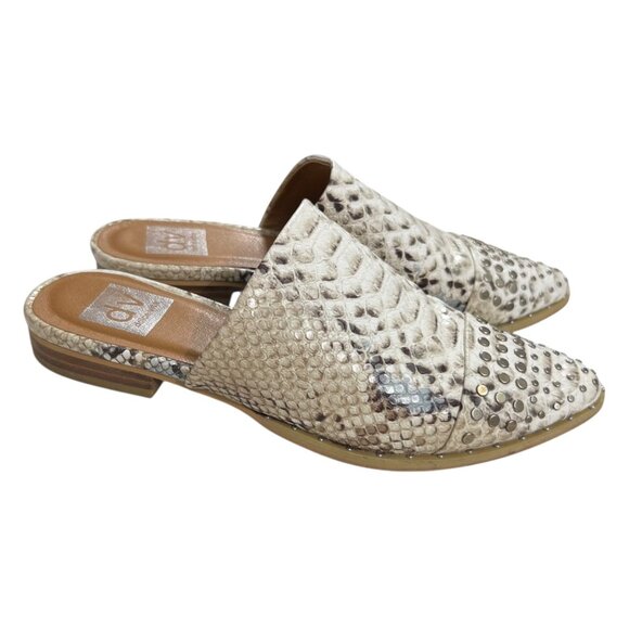 Dv Dolce Vita Leather‎ Snake Print Pointed Toe Mules Slide Sandals Size 7 - Picture 6 of 10